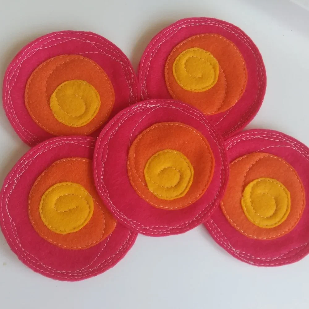 Handcrafted | Freeform Stitched Felt Coaster Set #2